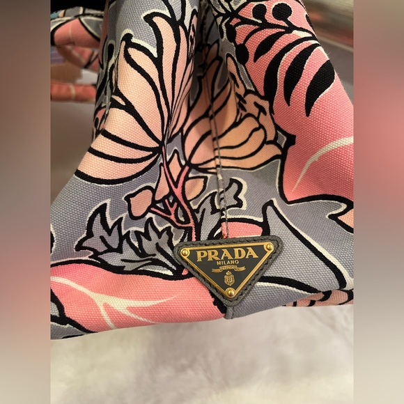 🎀 Prada Canapa Pink Flower tote bag - Picture 10 of 14